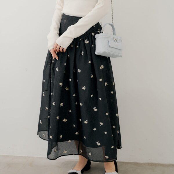 Chico 立體花卉提花份量感大圓裙