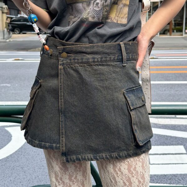 CIAOPANIC 復古口袋後染色牛仔裹身裙
