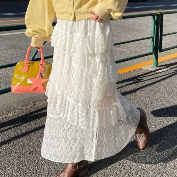CIAOPANIC 輕盈浪漫：不規則裙擺直筒蕾絲長裙