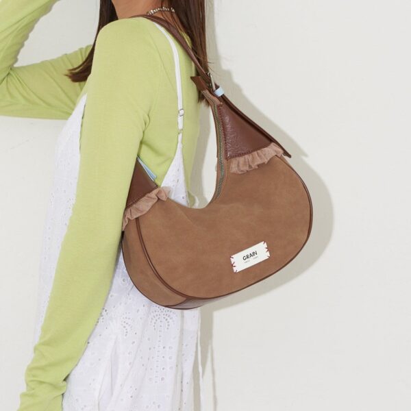 CIAOPANIC 麂皮網紗荷葉邊手提包