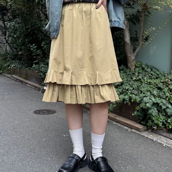 CIAOPANIC 工裝感荷葉邊拼接中長裙