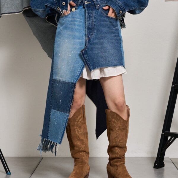 CIAOPANIC TYPY 【etsinta】不對稱重疊設計牛仔長裙