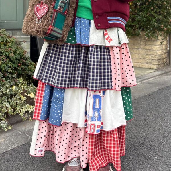 CIAOPANIC TYPY 繽紛復古多元素拼接層次長裙