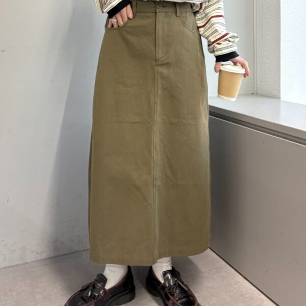CIAOPANIC TYPY 【GEVACO】俐落顯瘦棉質斜紋中長裙