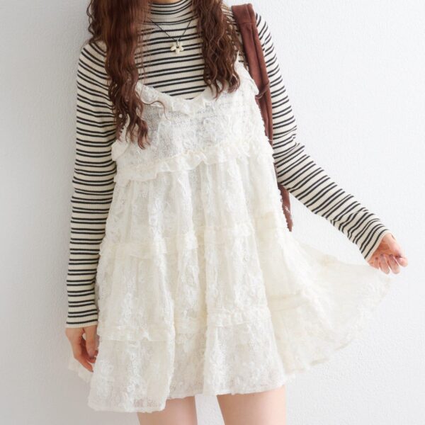 w closet 立體蕾絲層次吊帶連身裙