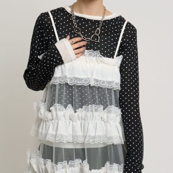 w closet 蕾絲荷葉邊層次外搭吊帶衫